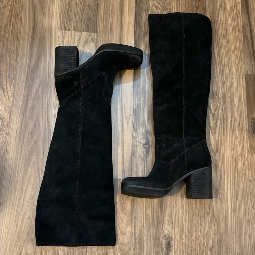 Zodiac Suede Vintage Black Over The Knee Tall Pull On Boots 6
